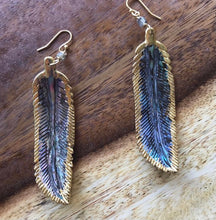 Load image into Gallery viewer, Abalone feather earrings- Gold
