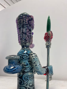 OG Tubes Etched Dichro dab rig/water pipe tiki with shield and staff