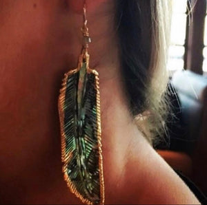 Abalone feather earrings- Gold