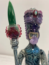 Load image into Gallery viewer, OG Tubes Etched Dichro dab rig/water pipe tiki with shield and staff
