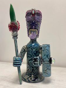 OG Tubes Etched Dichro dab rig/water pipe tiki with shield and staff